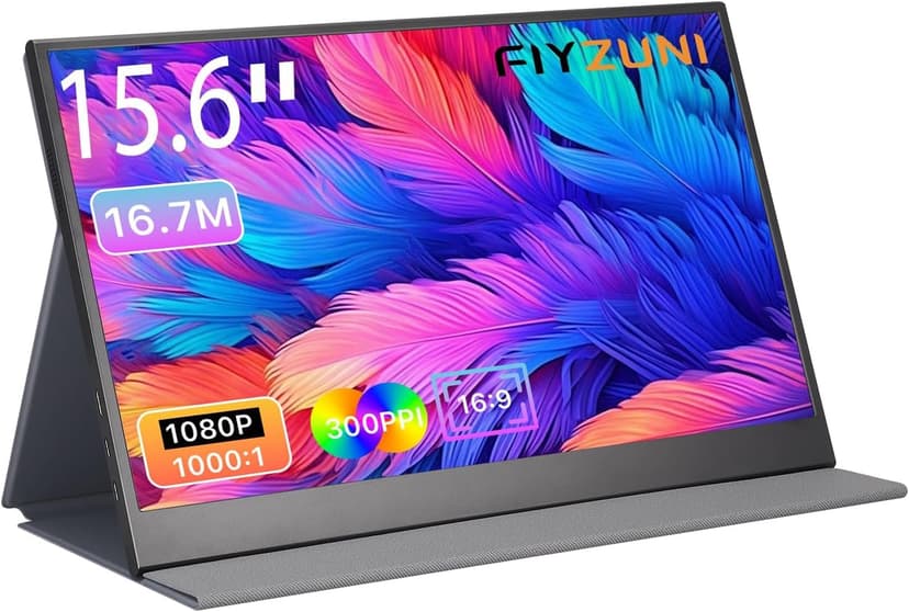 15.6 inch Portable Monitor,1080P USB-C HDMI,Portable Monitor for Laptop, HDR Plug&Play,PC,Mac,Phone,PS,Xbox,Swich,IPS Ultra-Thin Zero Frame, Metal Case