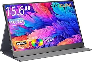 15.6 inch Portable Monitor,1080P USB-C HDMI,Portable Monitor for Laptop, HDR Plug&Play,PC,Mac,Phone,PS,Xbox,Swich,IPS Ultra-Thin Zero Frame, Metal Case