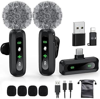 USB C Lavalier Microphone Wireless Mini Mic for Type-C Android Phone/Tablet/PC Video Recording Clip-on Mics with Rotatable Clip&Denoise Recording, Ideal for Vlog Tiktok Youtube Podcast Content Creator