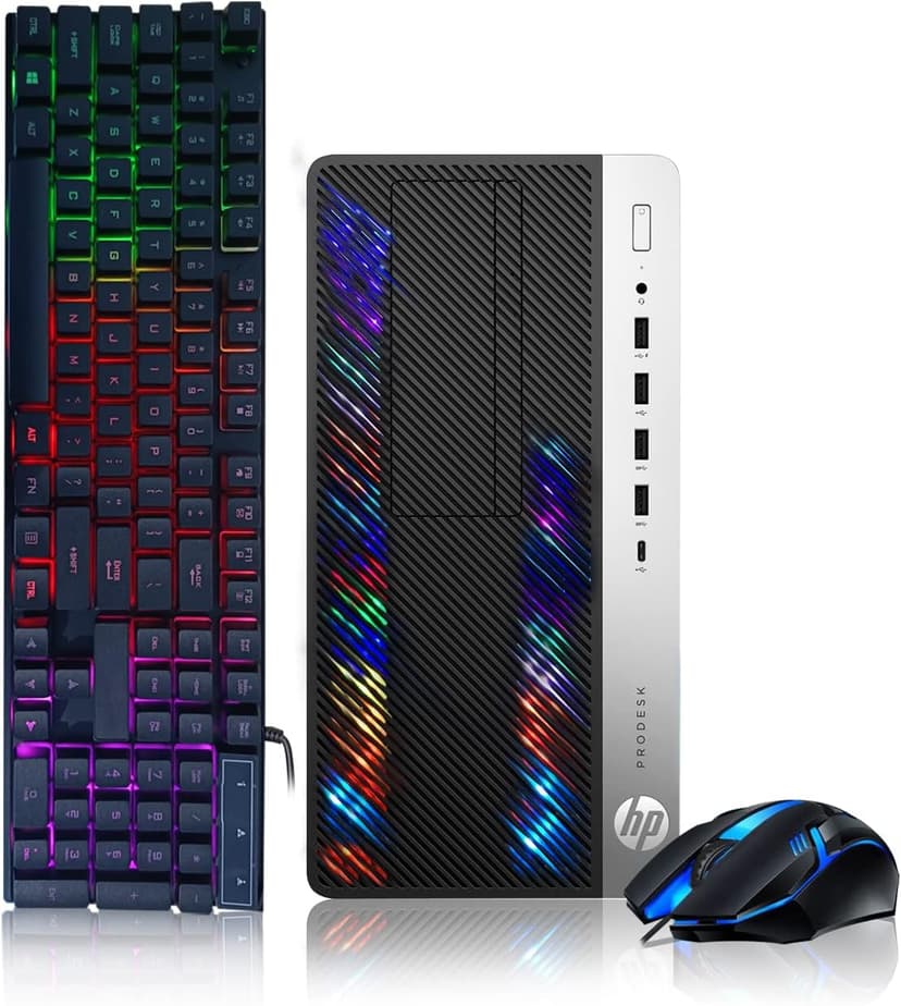 HP Gaming PC Desktop Computer - Intel Quad I5-7500 up to 3.8GHz, GeForce GTX 1660 Super 6G, 32GB DDR4 Memory, 128G SSD + 3TB, RGB Keyboard & Mouse, WiFi & Bluetooth 5.0, Win 11 Pro (Renewed)