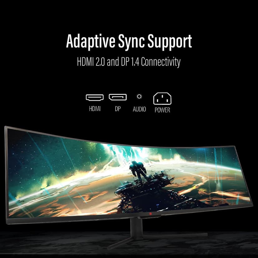 Deco Gear 49" Curved Ultrawide Gaming Monitor | 32:9 | 3840x1080 | 144Hz | 3000:1 | E-LED | 2 HDMI | 2 Display Port