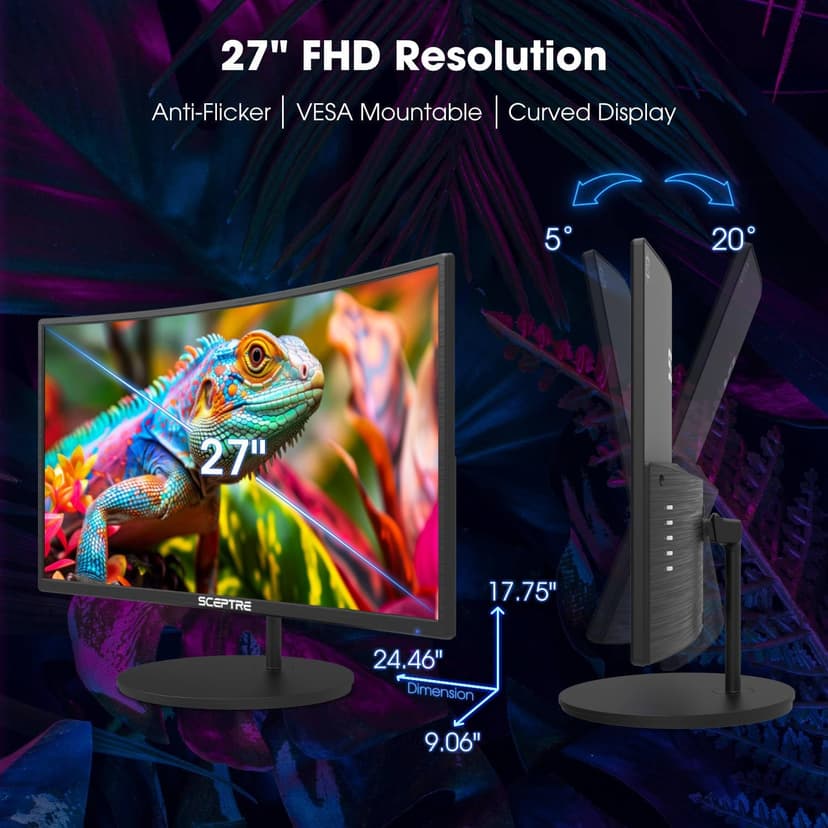 Sceptre New 27-inch Curved Gaming Monitor 100Hz HDMI X2 Build-in Speakers 2025