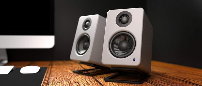 Kanto YU2MG PC Gaming Desktop Speakers | 3" Composite Drivers | 3/4" Silk Dome Tweeter | Class D Amplifier | 100 Watts | Built-in USB DAC | Subwoofer Output | Pair | Matte Grey
