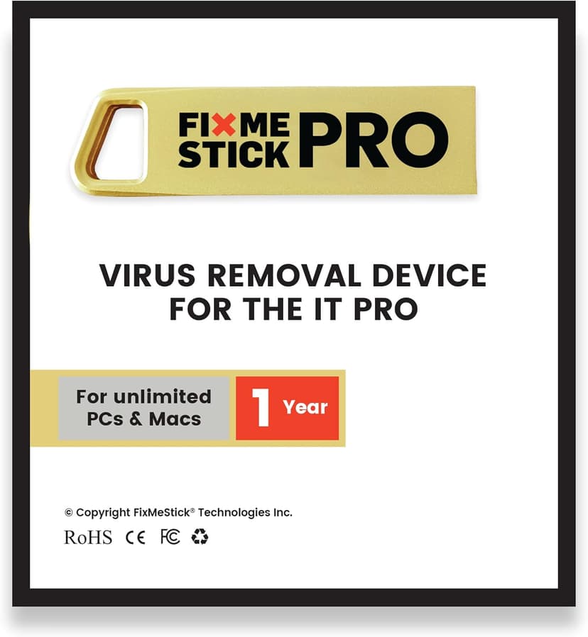 FixMeStick PRO Virus Removal for Business - Unlimited Use on Unlimited Laptops and Desktops (PCs and Macs) for 1 Year - Works with Your Antivirus