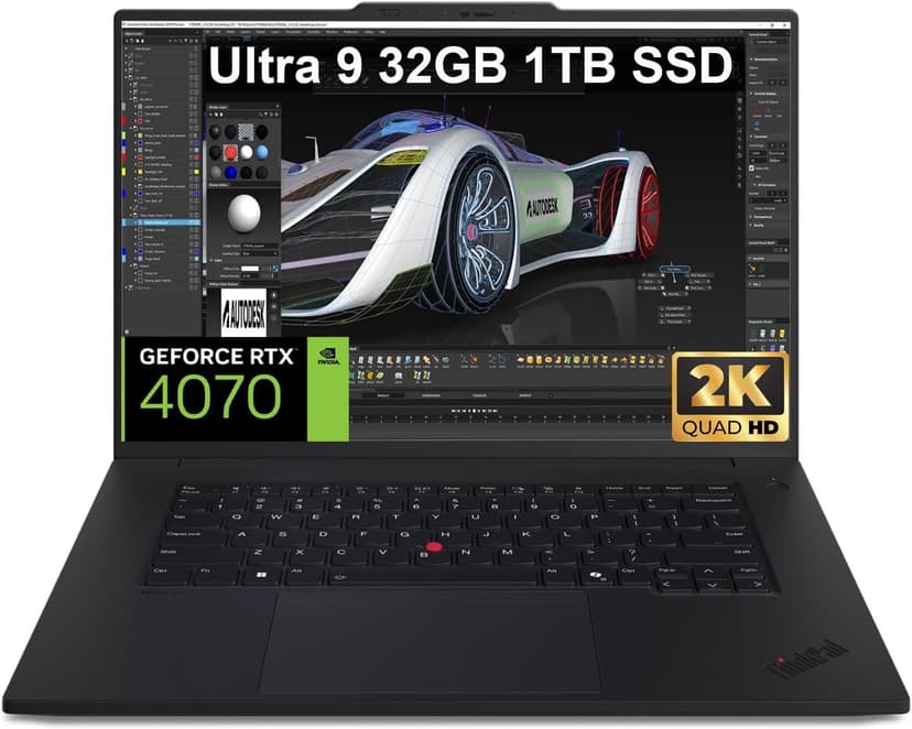 Lenovo ThinkPad P1 Gen 7 Workstation AI Laptop (Intel Ultra 9 185H, NVIDIA RTX 4070 8GB, 32GB RAM, 1TB SSD, 16" 2K 500 Nits) dTPM 2.0, Wi-Fi 7, Webcam, Anti-Glare, Fingerprint Reader, Windows 11 Pro