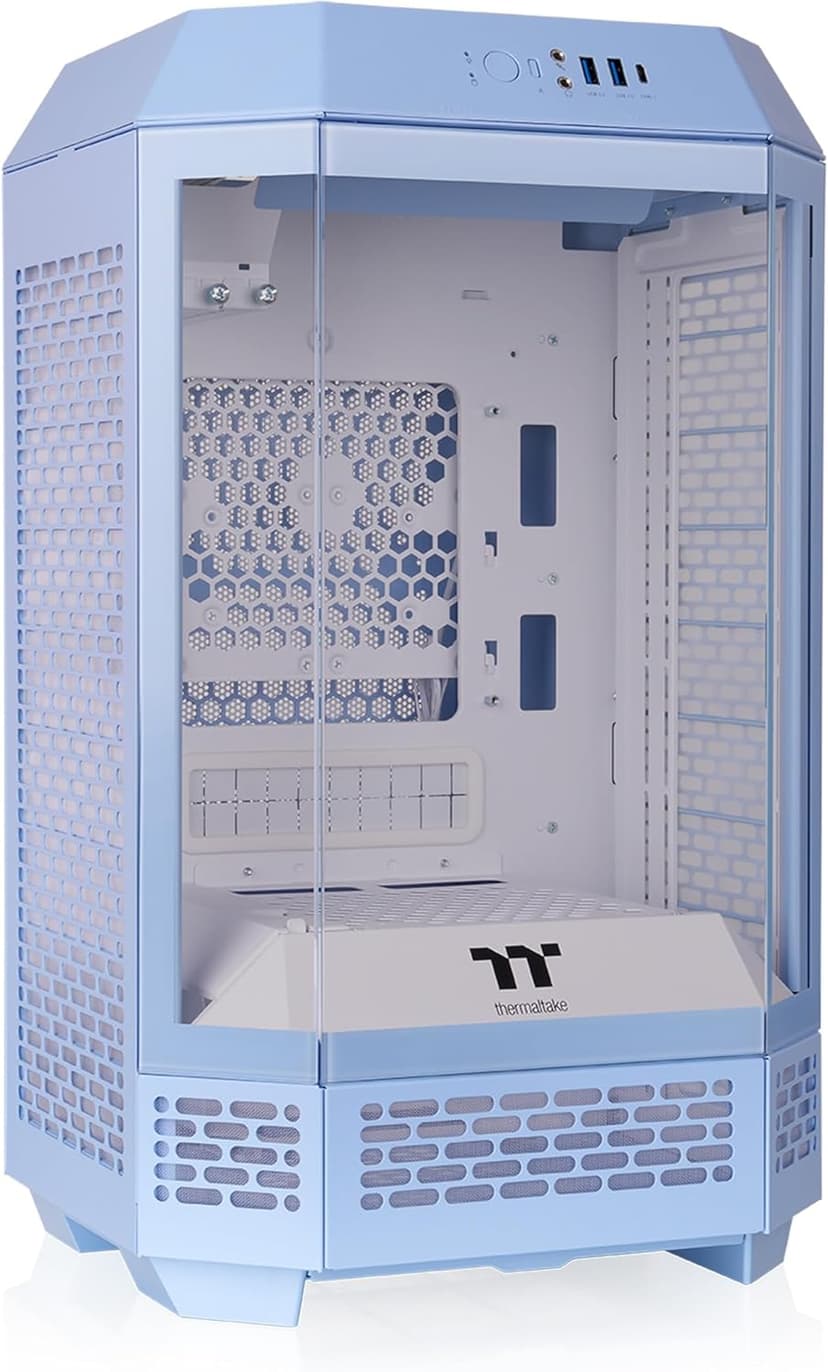 Thermaltake Tower 250 Hydrangea Blue Mini-ITX Mini Tower; 2x120mm CT Fans Included; 360mm Radiator Support; 360mm GPU Clearance; Dual Chamber; CA-1Z9-00SFWN-00