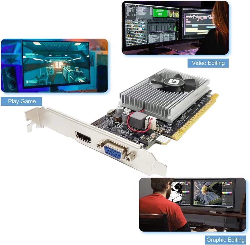 GeForce GT 210 1024 MB DDR3 Low Profile Graphics Card, PCI Express 1.0 x16, Entry Level GPU for PC, SFF and HTPC (HDMI/VGA)