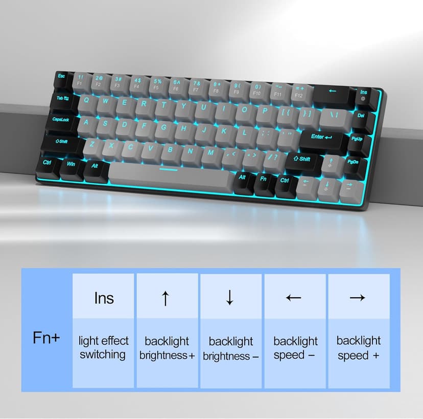 MageGee Portable 60% Mechanical Gaming Keyboard, MK-Box LED Backlit Compact 68 Keys Mini Wired Office Keyboard with Blue Switch for Windows Laptop PC Mac - Grey/Black