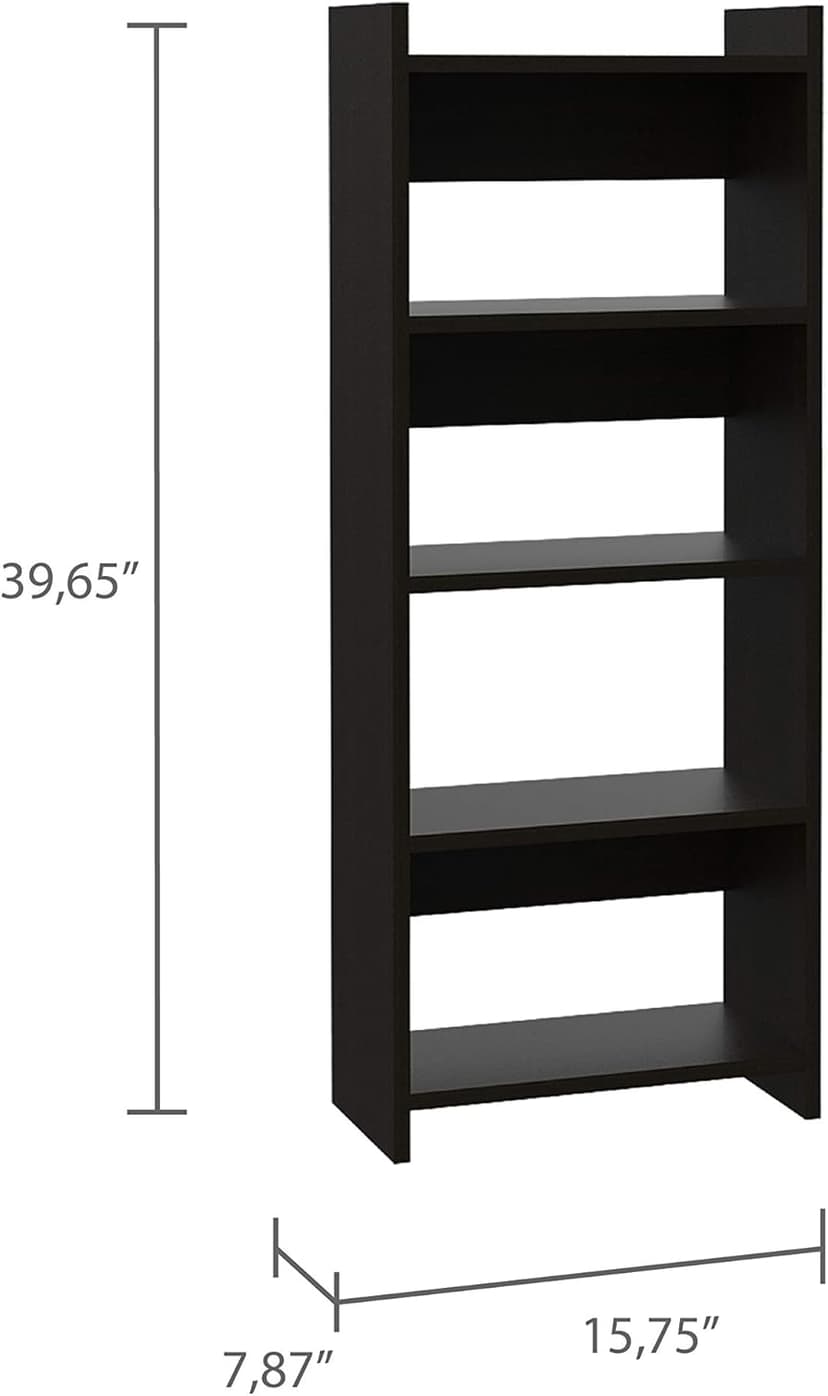 Home Office Set for Enhanced Productivity, Compact Design with Drawer, Desktop, and Five Shelves, Black