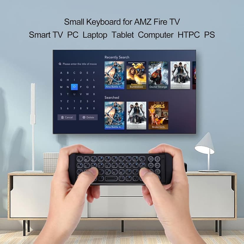iPazzPort Mini Bluetooth Keyboard, Handheld QWERTY Keyboard, Backlit Wireless Portable Keypad, Rechargeable,for AMZ Fire TV Stick 4K Max, HTPC, IPTV with Fire TV Remote Cover(6.2in)