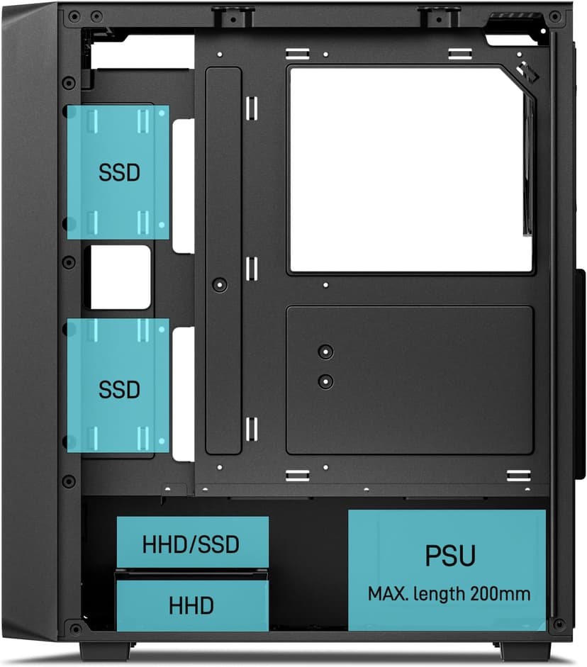 DARKROCK EC2 Black ATX Mid Tower PC Case, Type-C Ready, Supports 50 Series Graphics Cards, Tempered Glass Side Panel, up to 8 x 120mm Cooling Fans & 1 x 360mm Radiator, 1 x Pre-Installed Fan