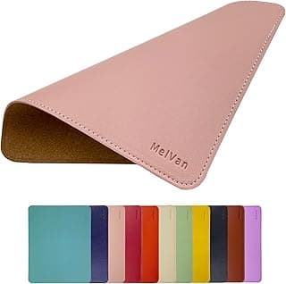 MelVan PU Leather Mouse Pad with Stitched Edge, Waterproof Gaming Mouse Mat for Computers, Laptop, Office & Home, 10.2" x 8.3", 1 Pack (Pink)
