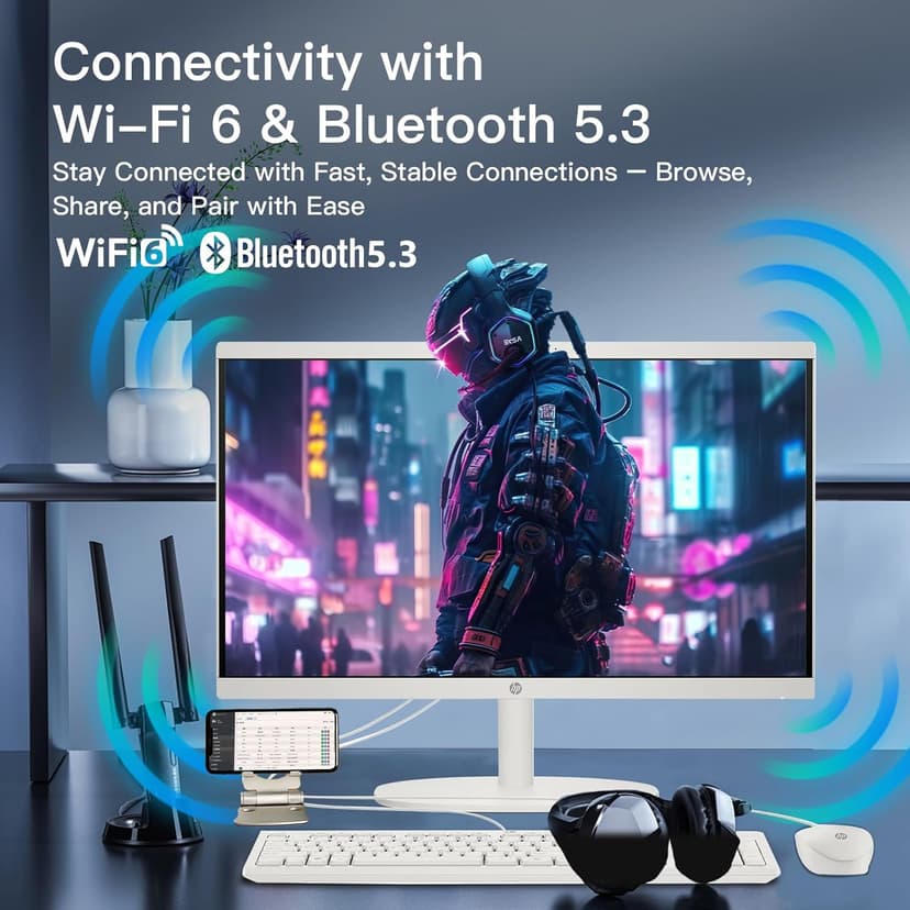 HP 21.5-inch All-in-One Desktop PC - Microsoft Office Lifetime - Free CD/DVD Drive - Wi-Fi 6 - FHD Display - 720P Webcam - Intel Celeron Dual-Core - for Everyday Study & Work Use (16GB RAM, 1TB SSD)