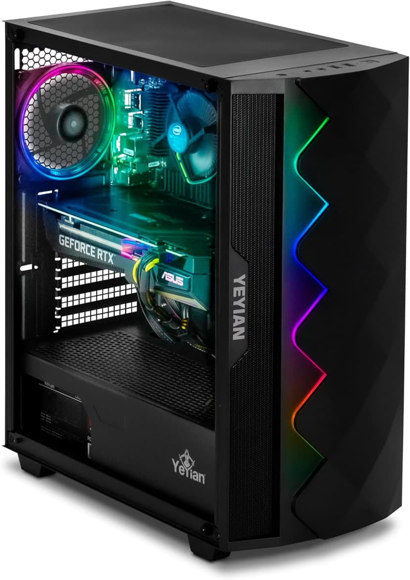 YEYIAN Shoge Gaming Computer - Intel 11th Gen i5-11400F 4.4 GHz, GeForce RTX 3060 Ti Gaming PC Desktop, 512GB NVMe SSD, 16GB DDR4 3200MHz RAM, Stock Fan, Win 11 Home, WiFi 6, 650W PSU