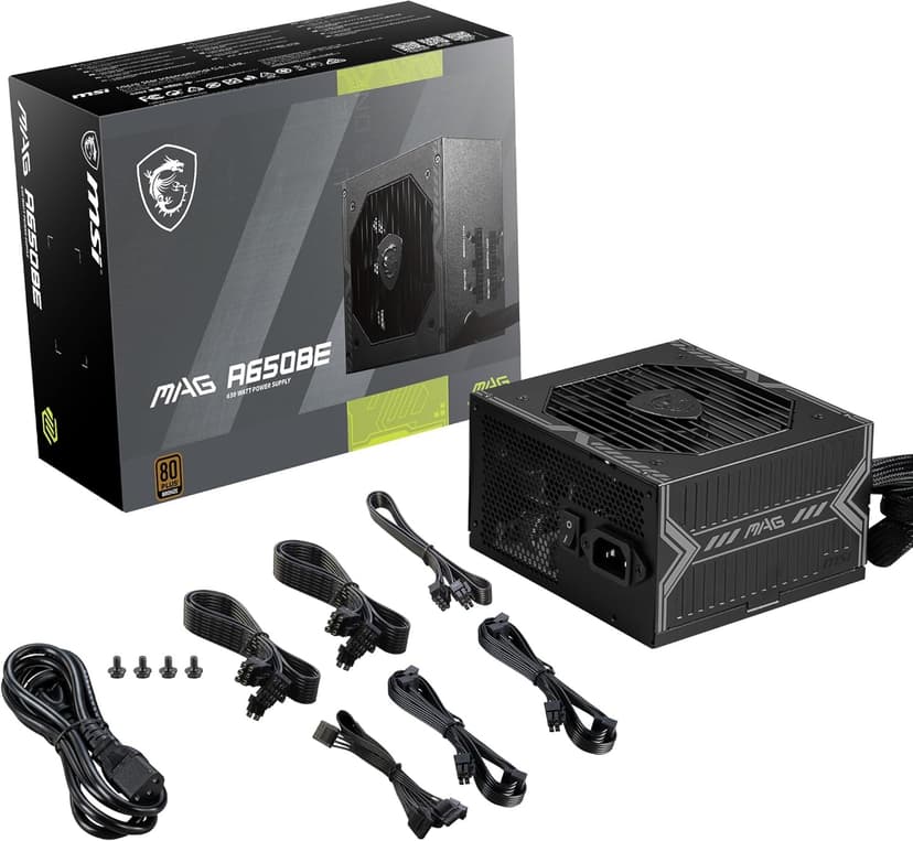 MSI MAG A650BE Gaming Power Supply - 80 Plus Bronze Certified 650W - Semi-Modular - Low Noise ATX PSU