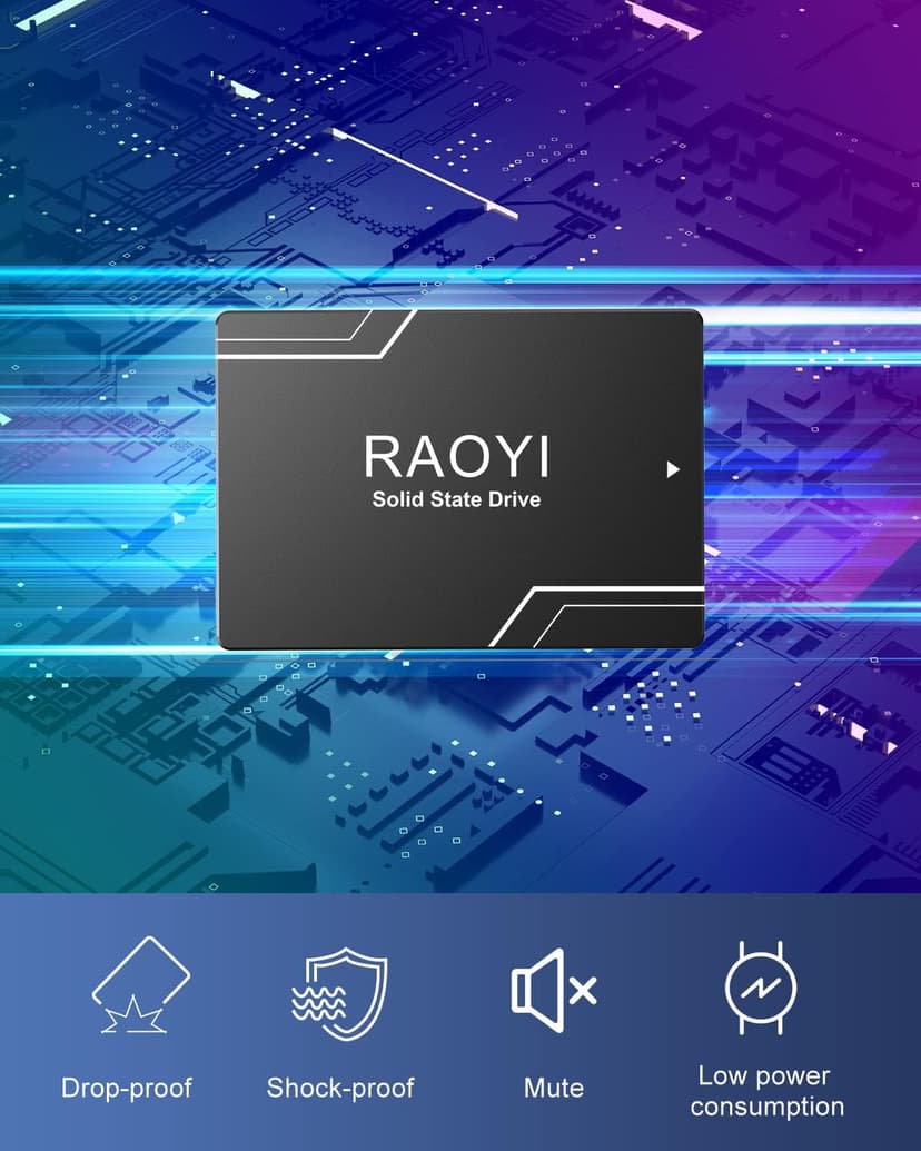 RAOYI 512GB Internal SSD SATA III 6Gb/s 2.5” Solid State Drive 3D NAND Flash Advanced SSD Hard Drive Up to 550MB/s SATA 3 SSD Upgrade Performance for PC Laptop