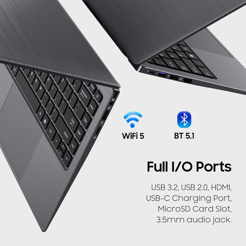 Laptop Computer, 14 Inch Laptop 8GB RAM 128GB SSD Laptops, Quad-Core N5095 Processor, Up to 2.9 GHz, Win11 Pro, Office Pro Plus 2024, WiFi 5, BT 5.0, Webcam, Long Lasting Battery, Black