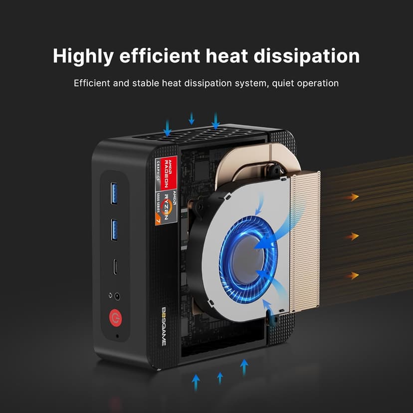 P4 Light Gaming Mini PC, Ryzen 7 5825U, 32GB RAM 1TB SSD, 11 Pro Triple 4K 60HZ Displays Desktop Computers, Support PS3 Emulator Micro PC, HDMI+DP+Type-C, WiFi 6E, BT5.2, Dual 2.5GbE LAN