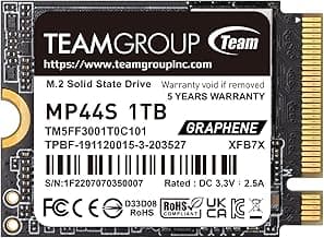 TEAMGROUP MP44S SSD 1TB SLC Cache Gen 4x4 M.2 2230 PCIe 4.0 NVMe Steam Deck ASUS ROG Ally Mini PCs R/W Speed up to 5000/3500 MB/s TM5FF3001T0C101
