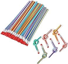 Flexible Bendy Pencil, 35 PCS Flexible Soft Pencil Colorful Stripe Soft Pencils with Eraser as Gift for Students or Children