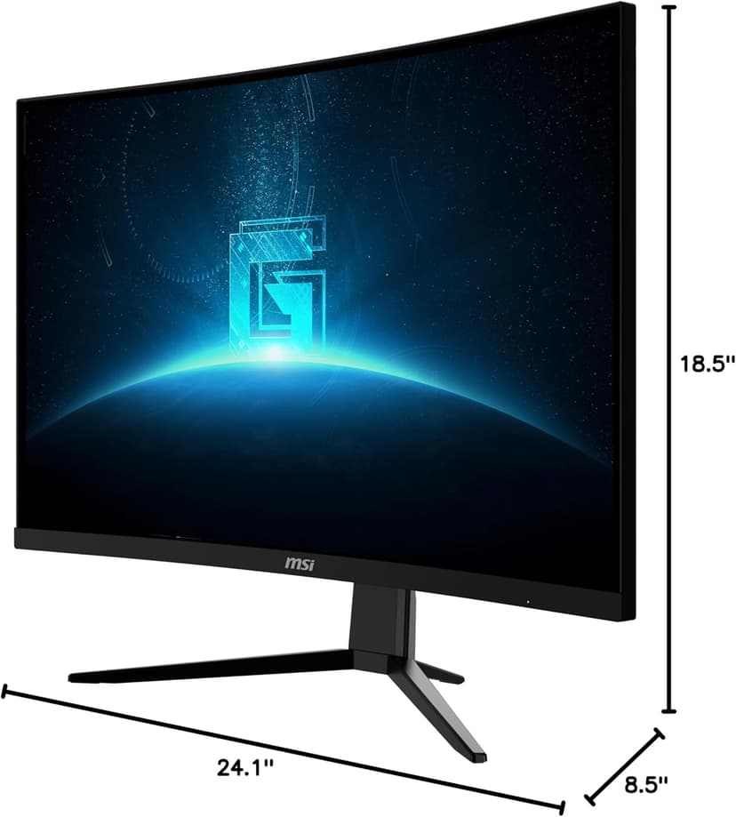 msi Full HD Non-Glare 1ms 1920 x 1080 180Hz Refresh Rate Resolution Free Sync 27" Curved Gaming Monitor (G27C3F) - Black