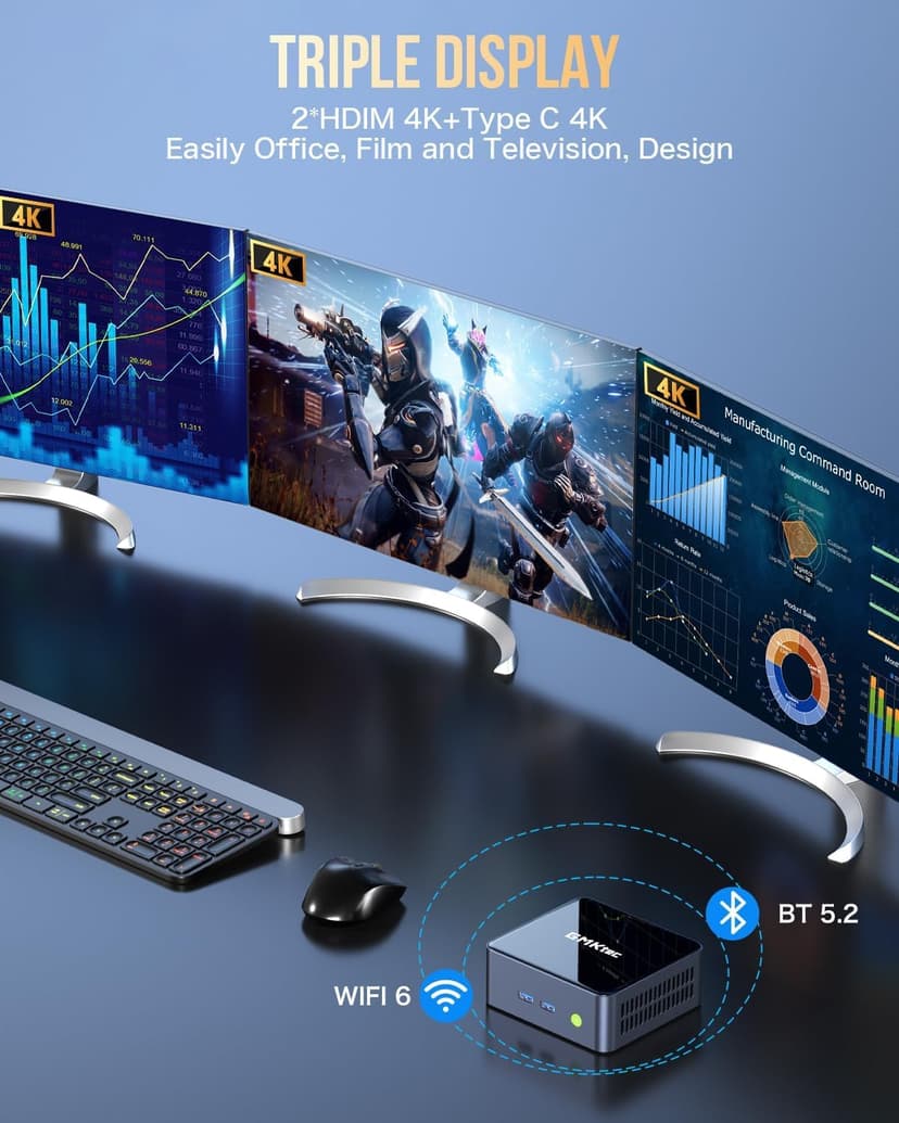 GMKtec Mini PC Intel Core i7-1195G7 (up to 5.0 GHz) 32GB DDR4 1TB SSD Desktop Mini Computers WiFi 6, BT 5.2/ DP, HDMI/RJ45 2.5G/USB4.0