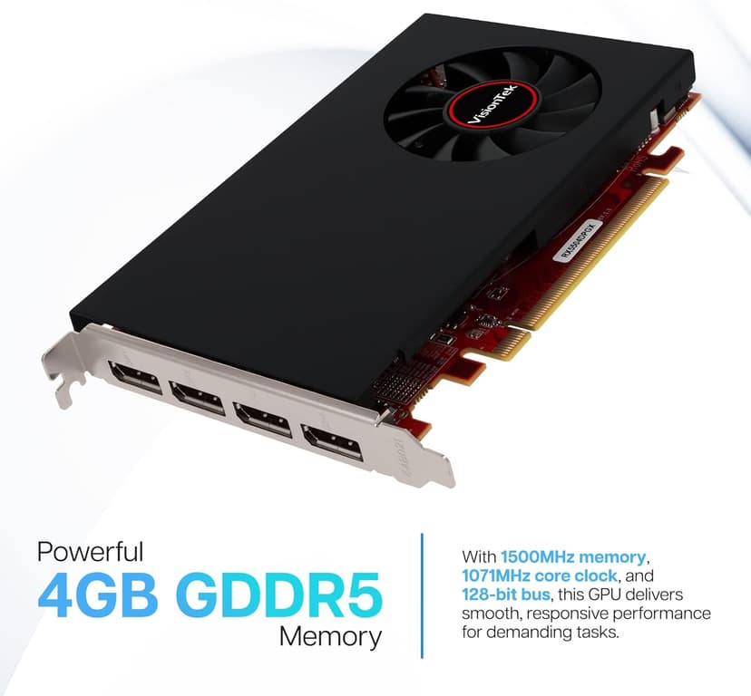 VisionTek Radeon Rx 550 4GB GDDR5 – 4K Resolution Support Graphics Card – x4 HDMI Outputs, Radeon Freesync 2, PCI Express 3.0, DirectX 12, Bus-Powered – Suitable Graphic Card for Gaming PC