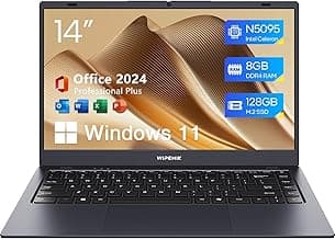 Laptop Computer, 8GB RAM, 128GB SSD, Quad-Core N5095 Processor Laptop, 14" HD Display Laptops, Support WiFi 5, Bluetooth 5.0, USB 3.0, Webcam, Pre-Installed Office Pro Plus 2024