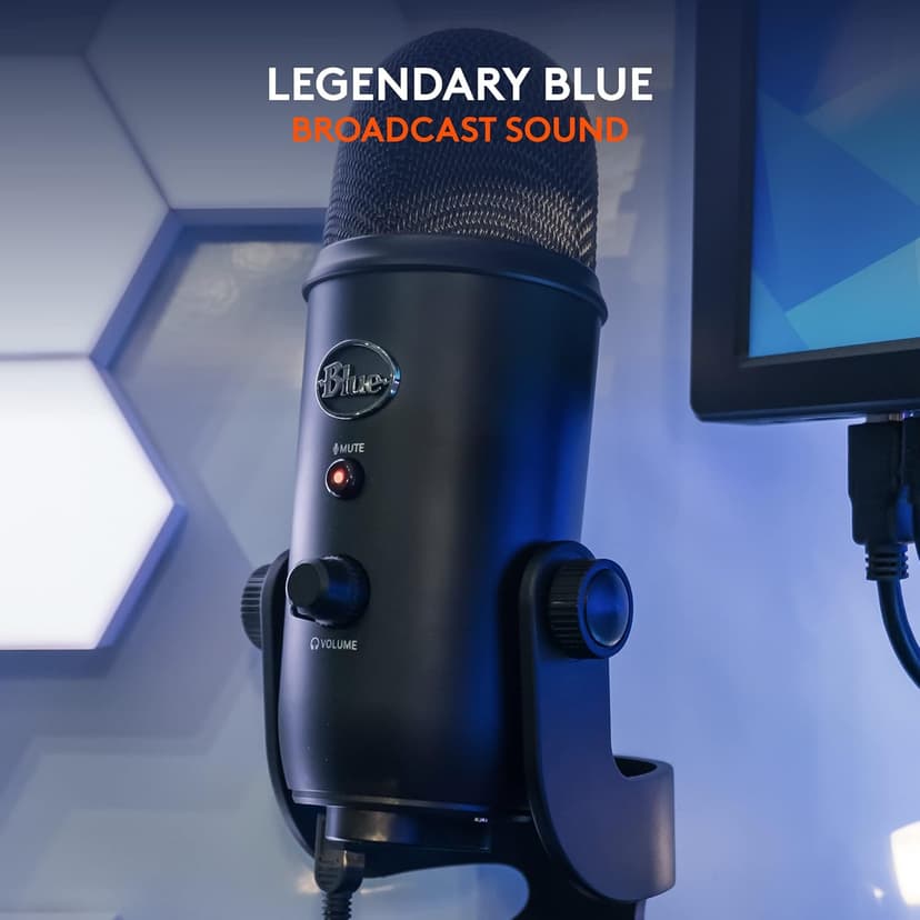 Logitech Creators Blue Yeti USB Microphone for Gaming, Streaming, Podcast, YouTube, Discord, PC, Studio Sound, Plug & Play-Blackout