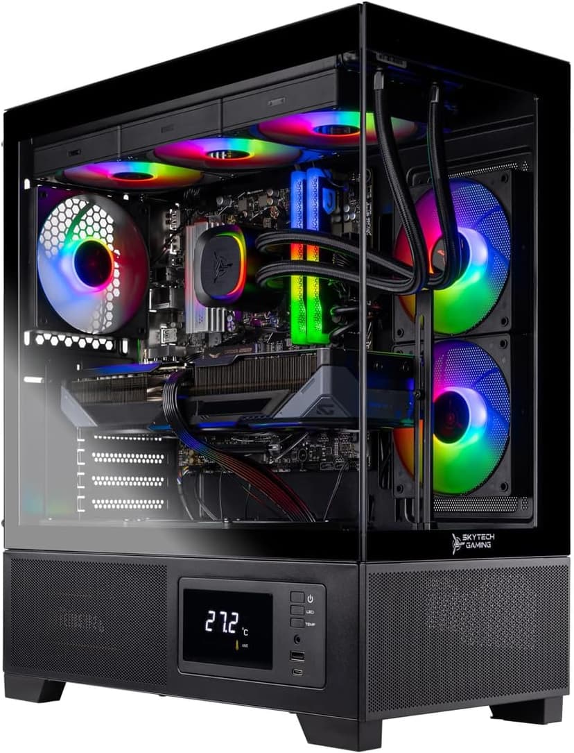 Skytech Azure Gaming PC Desktop, Ryzen 9 9900X 4.4 GHz (5.6GHz Turbo), NVIDIA RTX 5070 Ti 16GB, 2TB Gen4 NVMe SSD, 32GB DDR5 RAM 5200 RGB, 850W Gold ATX 3 PSU, 360mm ARGB AIO, Wi-Fi, Win 11