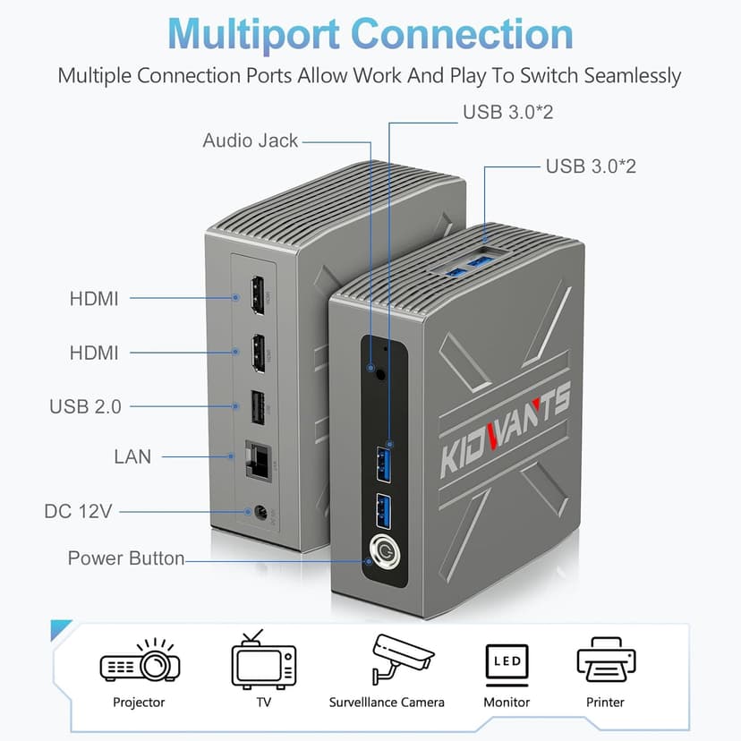 KG1 Mini PC N4000(up to 2.6GHz), Mini Computer 8GB LPDDR4 RAM/128GB eMMC, Mini Desktop Computer Support 4K Dual Display, WiFi 5, BT 5.0, and USB 3.0 (Grey)