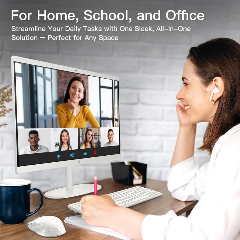 HP 21.5-inch All-in-One Desktop PC - w/Office 2024 Lifetime, Free CD/DVD Drive - FHD Display, Intel Celeron Processor, Wi-Fi 6, HDMI, HD Webcam, Windows 11 Pro(32GB RAM, 1TB SSD)