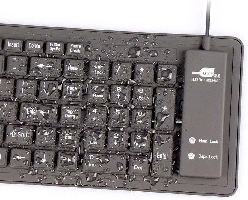 sungwoo Foldable Silicone Keyboard USB Wired Waterproof Rollup Keyboard for PC Notebook Laptop (All Black)