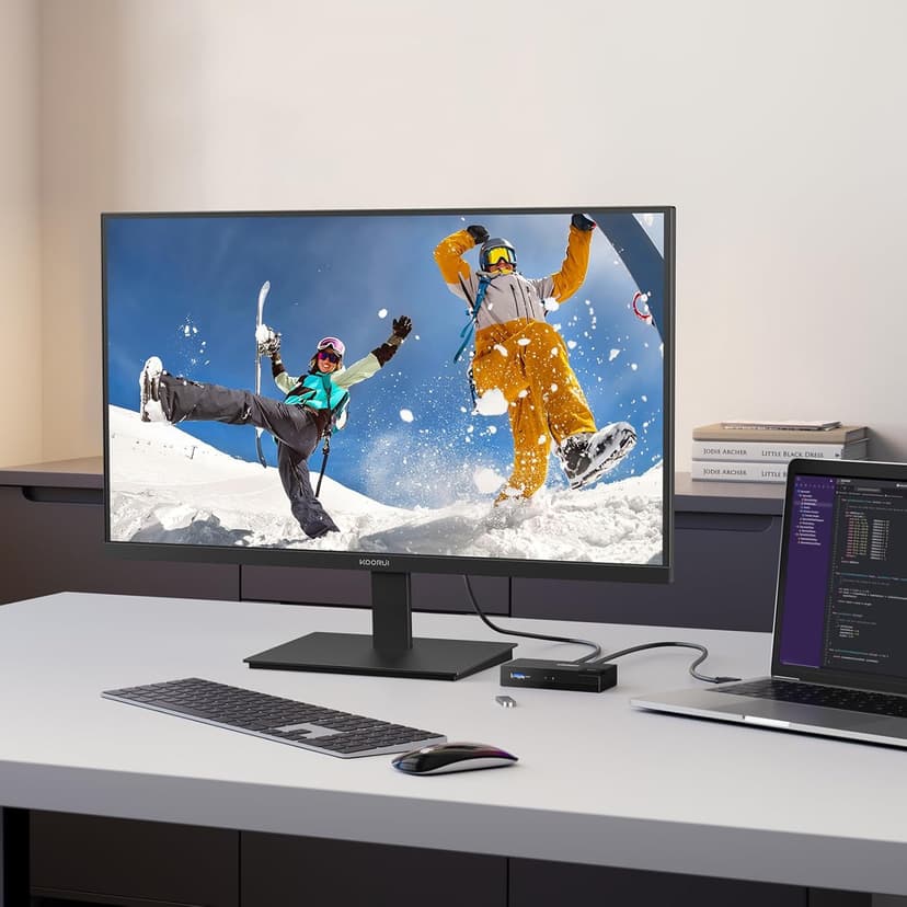 KOORUI 27 Inch QHD (2560x1440) IPS Ultra-Thin Computer Gaming Monitor, 100Hz Refresh Rate, DCI-P3 95%, FreeSync & G-Sync, 1ms MPRT, HDR10, VESA 100x100mm, Tilt Adjustable for Game and Work