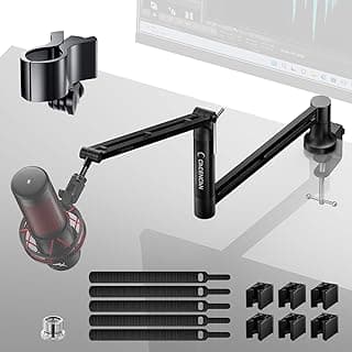 M05 Boom Arm, 360° Rotatable Microphone Stand with Desk Mount, Foldable Desk Mic Arm with 3/8'' to 5/8'' Screw Adapter, Microphone Arm for Live Streaming, Gaming, Podcasting, Radio