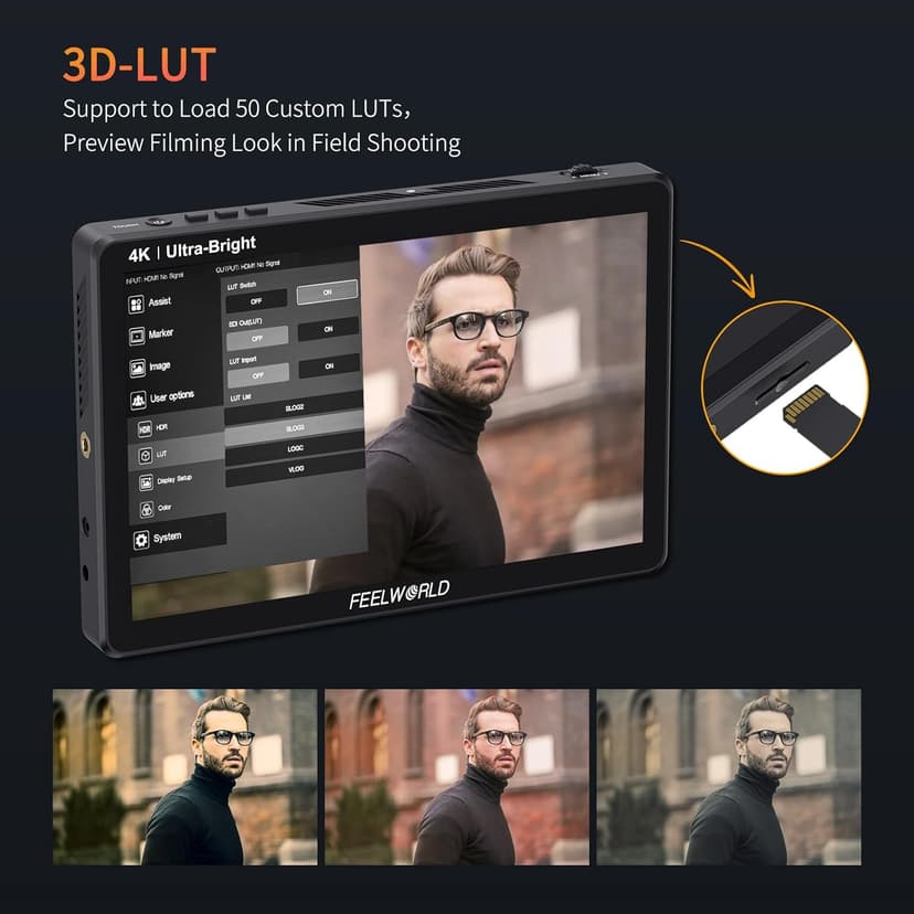FEELWORLD LUT11H 10.1 Inch 2000nit Ultra Bright Camera Field DSLR Monitor with Touchscreen Waveform LUT F970 Install and Power Kit HDMI Input Output