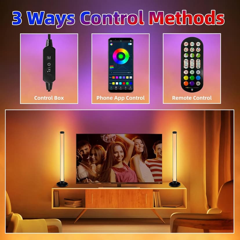 Smart LED Light Bars, RGB IC Light Bar for Room, 16 Million Colors & 213 Preset Modes, Music Sync Gaming Lights, App Control & Remote Control Ambient Lighting for TV Backlight, Game Room Lights Decor