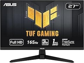ASUS TUF Gaming 27" 1080P Monitor - Full HD, 165Hz (Supports 144Hz), 1ms, Extreme Low Motion Blur, FreeSync Premium, Shadow Boost, Eye Care, HDMI, DisplayPort, Tilt Adjustable - VG277Q1A,Black
