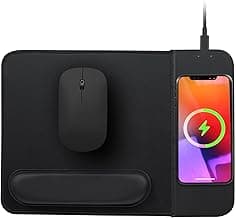 15W Wireless Charging Mouse Pad with Wrist Support, Fast Qi Wireless Charger Mouse Mat for iPhone 16/15/14/13/12/12 Pro/11/11Pro/XR/Xs/X, Samsung Galaxy S10/S9/S8 Plus Note 9/8 Multiple Devices
