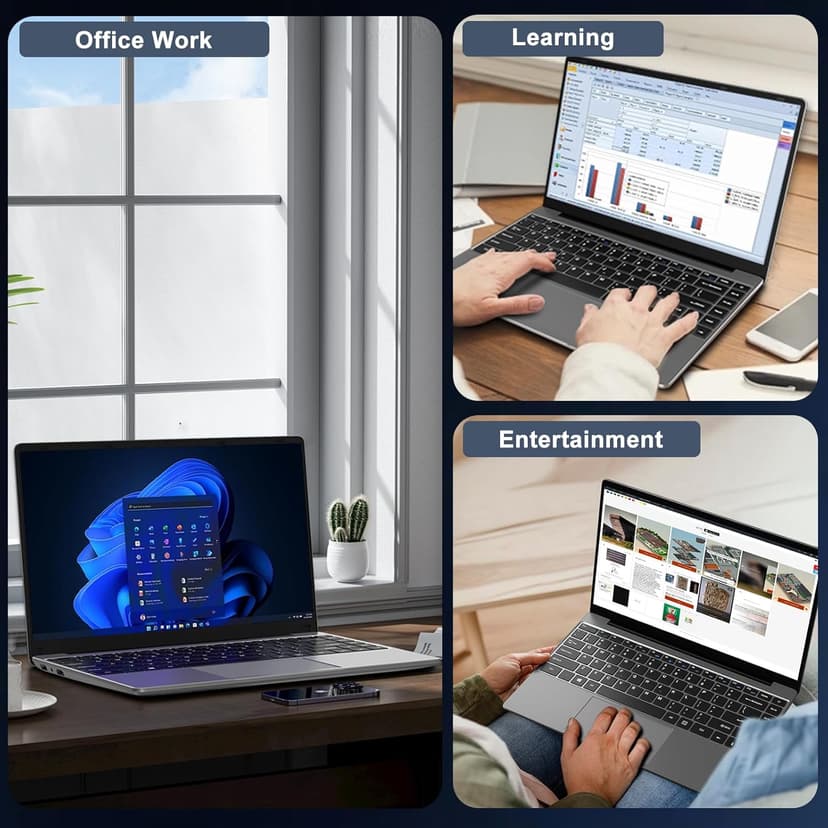 2025 Laptop Computer 14 Inch Win 11 256GB SSD Up to 1TB SSD Expand Laptops Celeron N4020 Up to 2.8Ghz 1920x1080 FHD Dual WiFi BT4.2 with Webcam Keyboard Protect Flim for Business Student-Gray