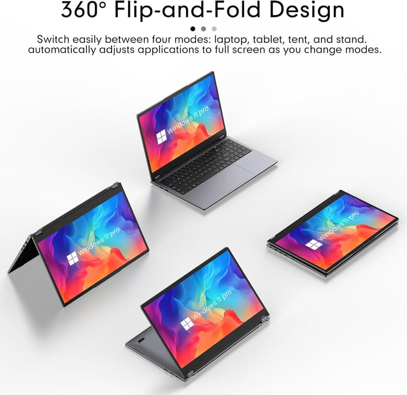 EYY 2 in 1 Laptop Computer, 15.6" 16GB DDR4 512GB SSD Touchscreen Notebook, AMD Ryzen R3 3200U(Up to 3.5 GHz), Radeon Vega 3, 1920x1080 FHD Display, Windows 11 Pro, Wifi, BT5.1 RJ45, Blacklit Keyboard