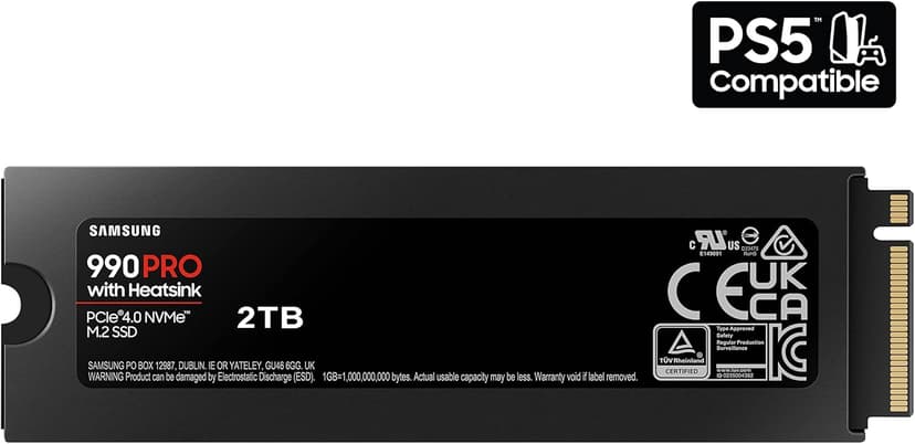 SAMSUNG 990 PRO w/ Heatsink SSD 2TB, PCIe Gen4 M.2 2280 Internal Solid State Hard Drive, Seq. Read Speeds Up To 7,450MB/s for High End Computing, Workstations, Compatible w/ PlayStation 5, MZ-V9P2T0CW