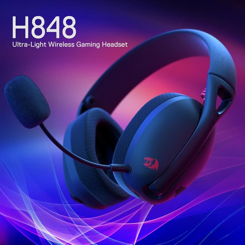 Redragon H848 BT Wireless Gaming Headset - Lightweight - 7.1 Surround Sound - 40MM Drivers - Detachable Microphone - Multi Platforms for PC, PS5/4/3, Switch, Mobile
