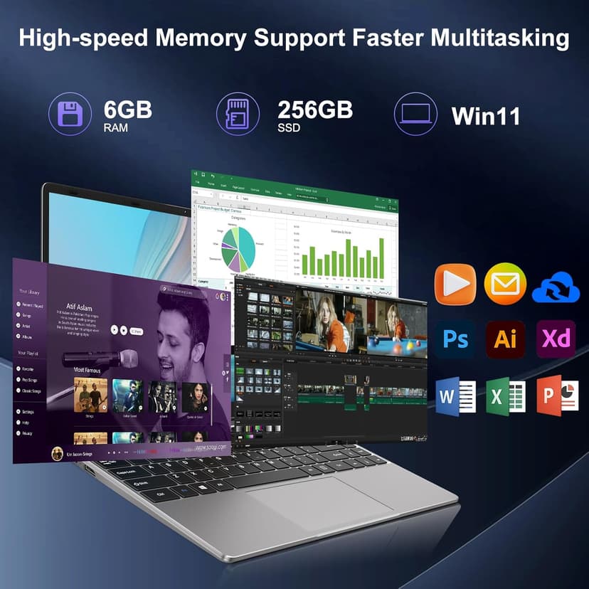2025 Laptop Computer 14 Inch Win 11 256GB SSD Up to 1TB SSD Expand Laptops Celeron N4020 Up to 2.8Ghz 1920x1080 FHD Dual WiFi BT4.2 with Webcam Keyboard Protect Flim for Business Student-Gray