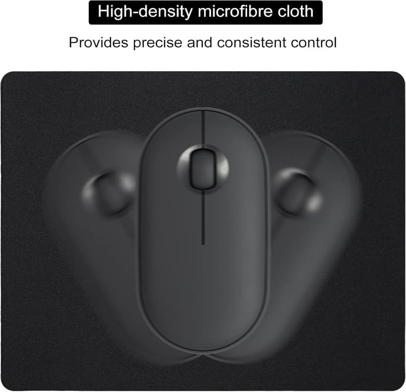 Small Mouse Pad 3 Pack, Mini Mouse Pads for Wireless Mouse and Laptop Computer, Portable Mousepad with Non-Slip Rubber Base & Waterproof Surface - Black -5.5 x 7 in