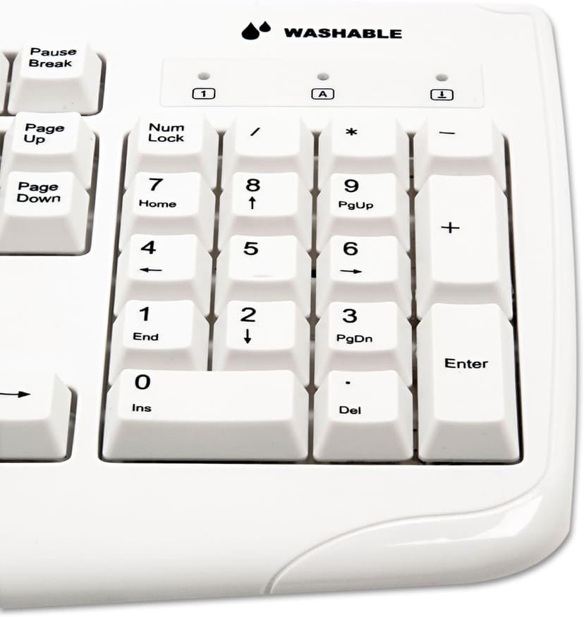 Kensington 64406 Pro Fit USB Washable Keyboard, 104 Keys, Wired, White