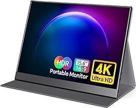 VILVA 4K Portable Monitor, 15.6'' IPS 3840x2160 UHD Computer Monitor, 100% Adobe RGB Gaming Monitor USB C HDMI Portable Travel Display w/Speakers Smart Cover for Laptop Xbox PS4 Switch Phone Mac