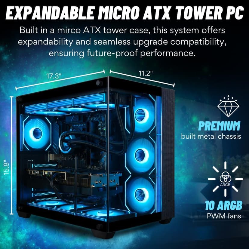 Panorama XL RTX 5090 Gaming Desktop - Intel Core Ultra 9 285K, 192GB DDR5 RAM, 4TB NVMe 9100 Pro Gen5 SSD, 10TB HDD, WiFi 6E, HDMI, Windows 11 Pro - Best 2025 RGB Prebuilt Tower Computer for Gamers