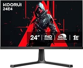 KOORUI 24 Inch Computer Monitor -FHD 1080P Gaming Monitor 165Hz VA 1ms, AdaptiveSync Technology, LED Monitors with Ultra-Thin, HDMI X2 /DP, VESA Compatible, Tilt Adjustable, Eye Care 24E4