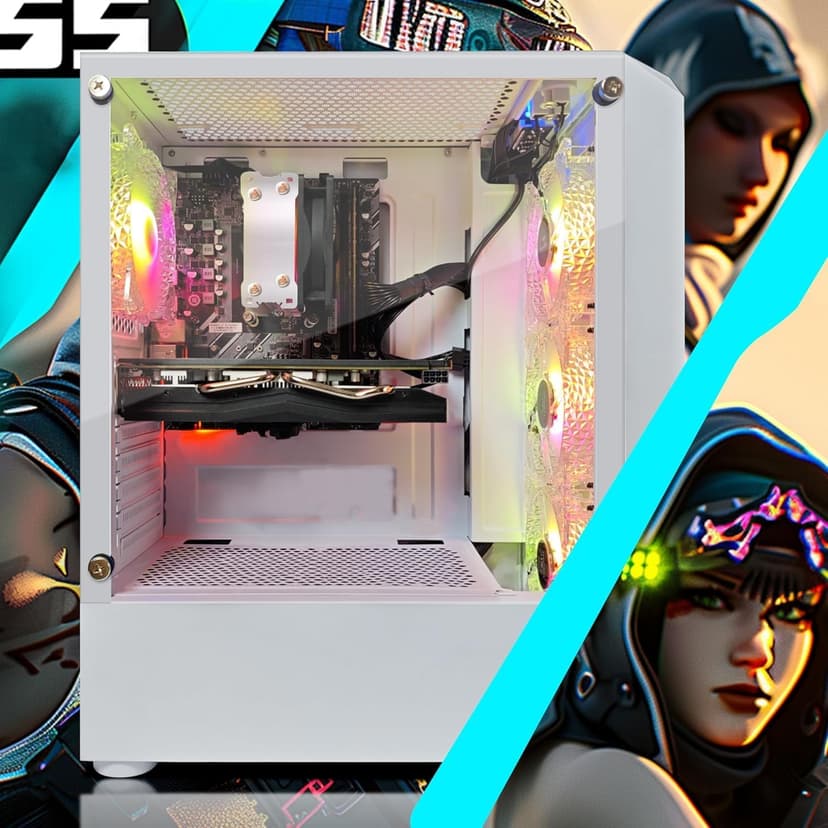 STGAubron Gaming PC Desktop Computer, AMD Ryzen 3 3200G 3.6 GHz, Radeon RX 580 8G GDDR5, 16G DDR4, 1T SSD, 600M WiFi, BT 5.0, RGB Fan x 4, Windows 11 Home